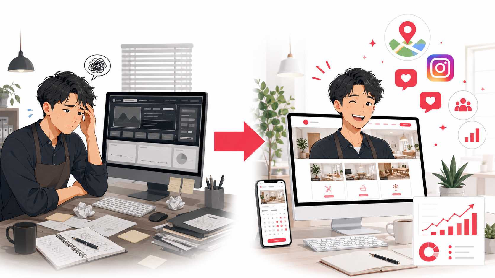 cortis marketing Before After - HP改善で集客アップのビフォーアフター比較